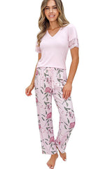 Gabriela Women's Pajama Lace-Trimmed Pant Set