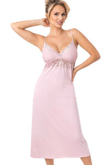 Lace-Trimmed Maxi Nightshirt with Slit