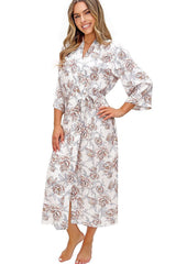 Elizabeth Mid-Calf Viscose Robe – Gray Floral