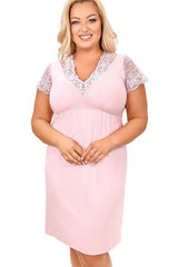 Sonia Plus Size Nightgown – Lace Detail Knee-Length in Viscose