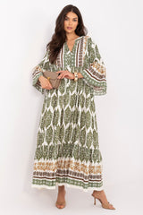 Boho Maxi Dress with Flared Sleeves