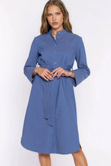 Relaxed Denim Shirt Dress with Belt