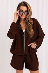 Viscose-Blend Zip Hoodie Sweatshirt with Adjustable Drawstring