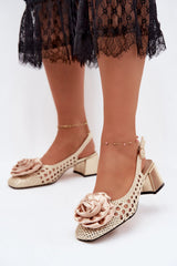 Braided Heel Sandals with Decorative Buckle