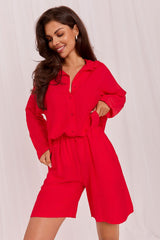 Elegant Viscose Shirt and Shorts Set