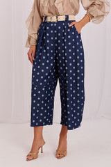 Polka Dot Culottes with Elastic Waist and Belt