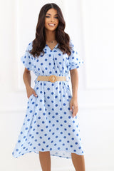 Polka Dot Cotton Midi Wrap Dress