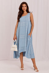 Asymmetrical Lyocell Summer Dress with Hidden Pockets