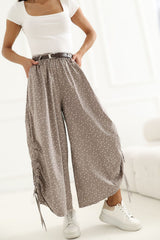 Women's Polka Dot Harem Pants with Adjustable Side Pleats