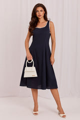 Boho Midi Dress with Square Neckline