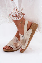 Women's Leather Platform Sandals with Velcro Strap