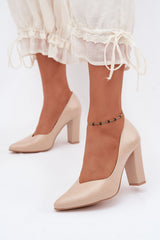 Eco-Leather Pointed-Toe Block Heel Pumps
