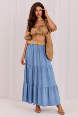 Tiered Viscose Maxi Skirt with Ruffle Detail