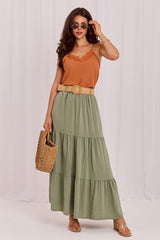 Tiered Viscose Maxi Skirt with Ruffle Detail