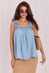 Square Neck Lyocell Top with Adjustable Lacing