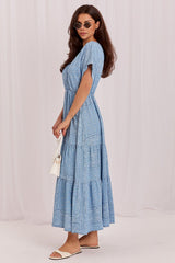Lightweight Lyocell Maxi Wrap Dress with Flared Silhouette