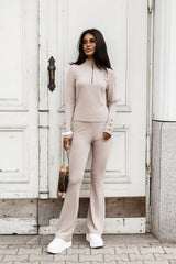 Women's Viscose Two-Piece Set with Zip Top and Flared Pants