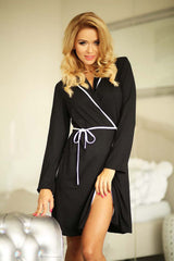 Soft Viscose Housecoat with Waist-Defining Belt and Hood
