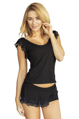 Tanis Viscose Lounge Set with Lace Trim