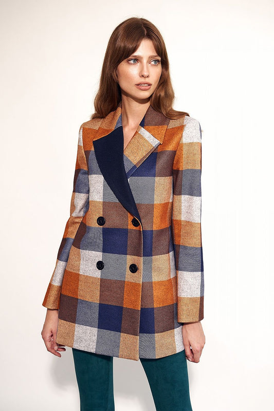 Autumn Checkered Pea Coat