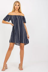 Patterned Short-Sleeve Mini Dress