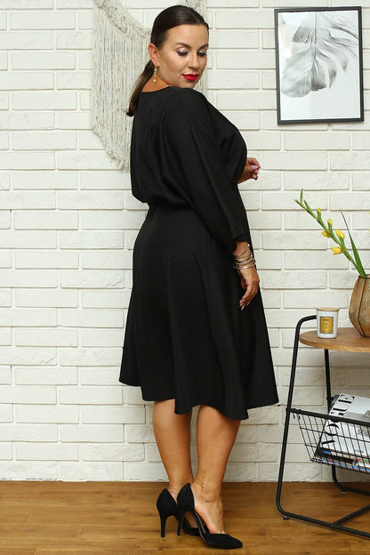 Flared Sleeves Heart Neckline Dress