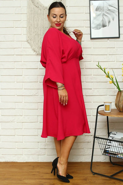 Flared Sleeves Heart Neckline Dress