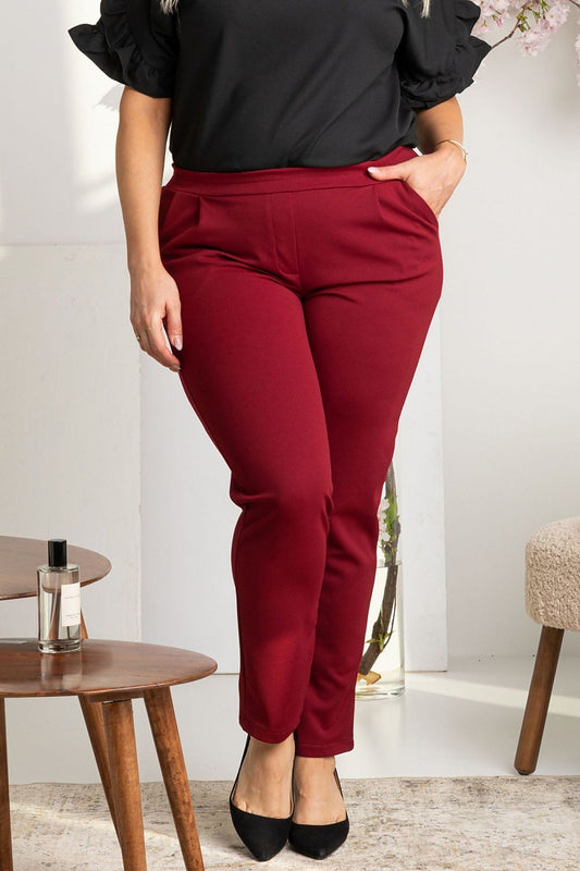 Deep Red Classic Stretch Trousers