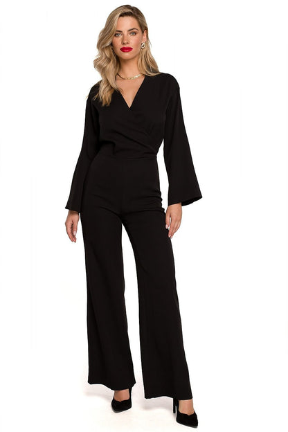 Long Flared Sleeve Wide-Leg Jumpsuit