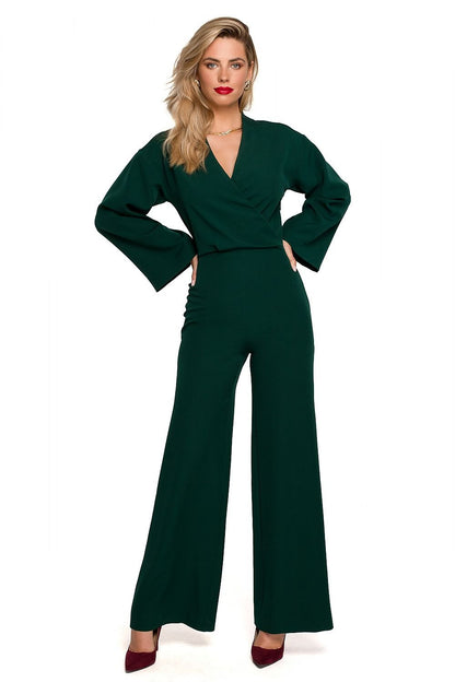 Long Flared Sleeve Wide-Leg Jumpsuit