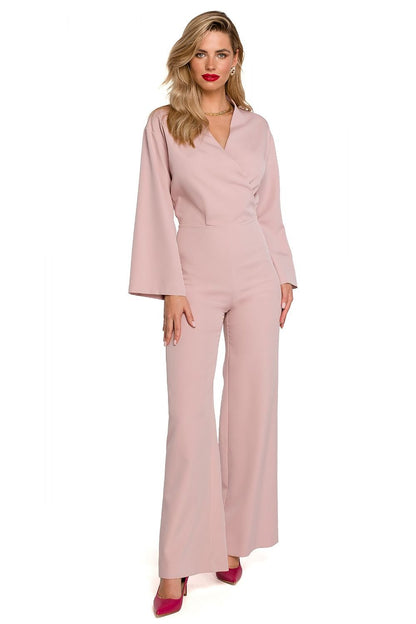 Long Flared Sleeve Wide-Leg Jumpsuit