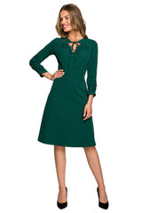 Ruffled Sleeves Flared Bottom Midi Dress