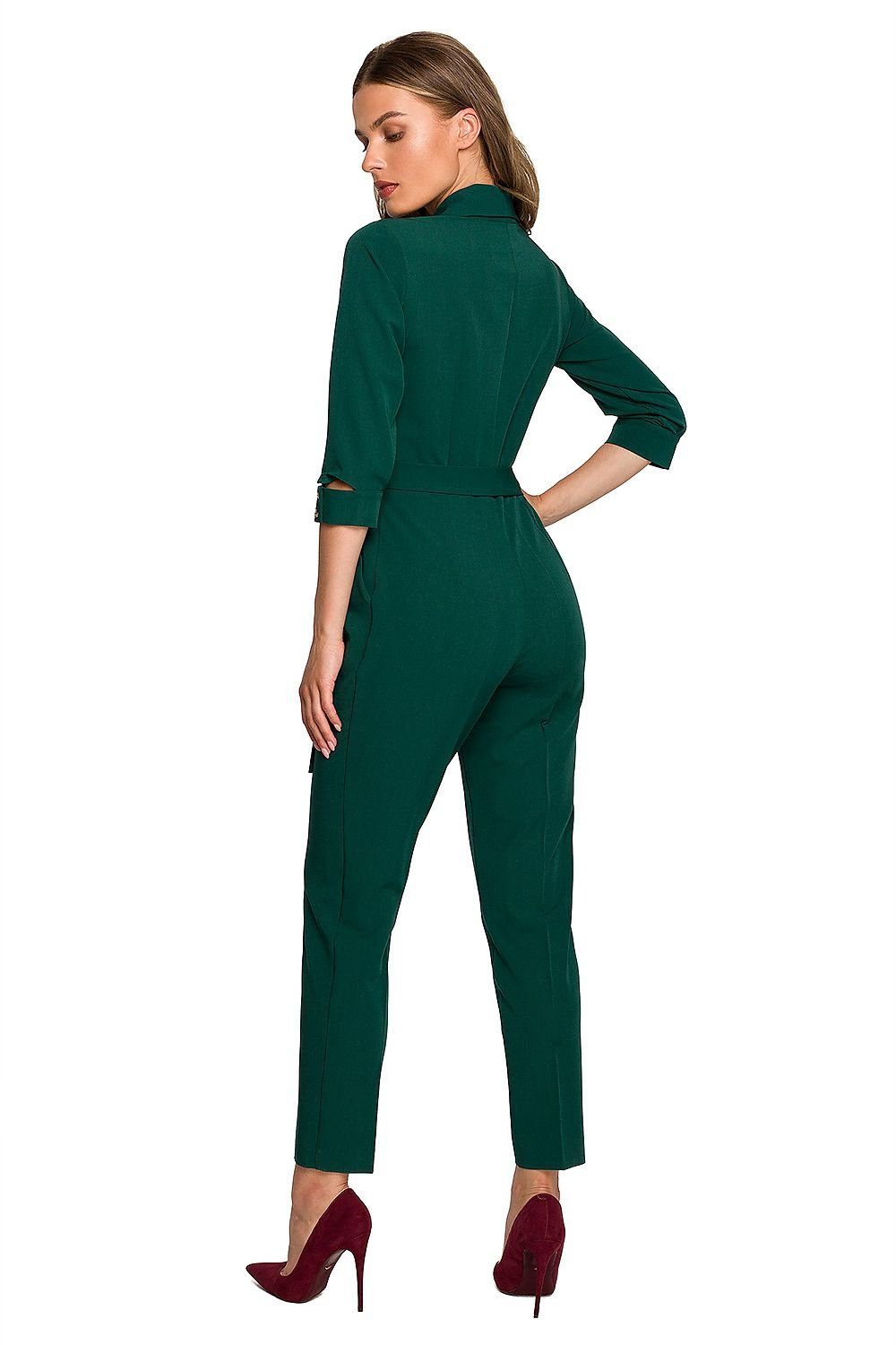 Envelope Neckline Shawl Collar Jumpsuit