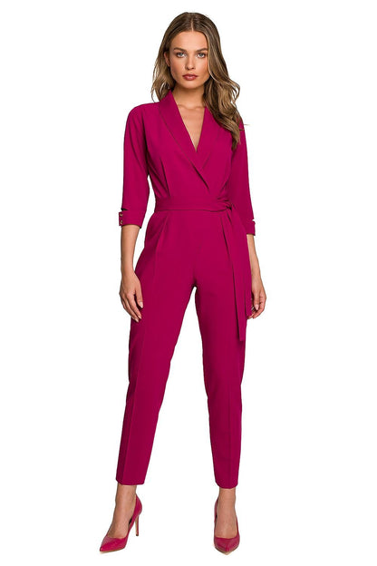 Envelope Neckline Shawl Collar Jumpsuit