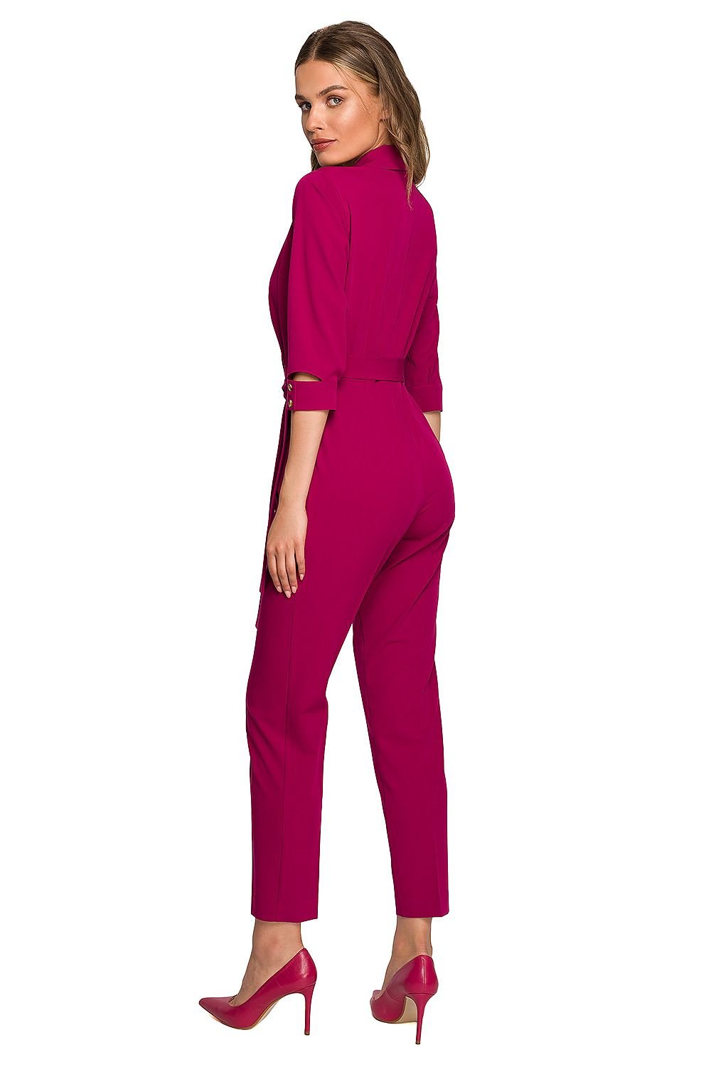 Envelope Neckline Shawl Collar Jumpsuit