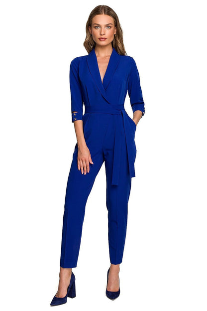 Envelope Neckline Shawl Collar Jumpsuit