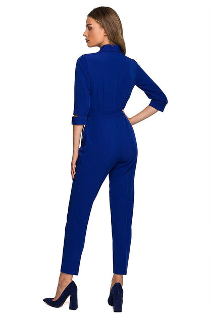 Envelope Neckline Shawl Collar Jumpsuit