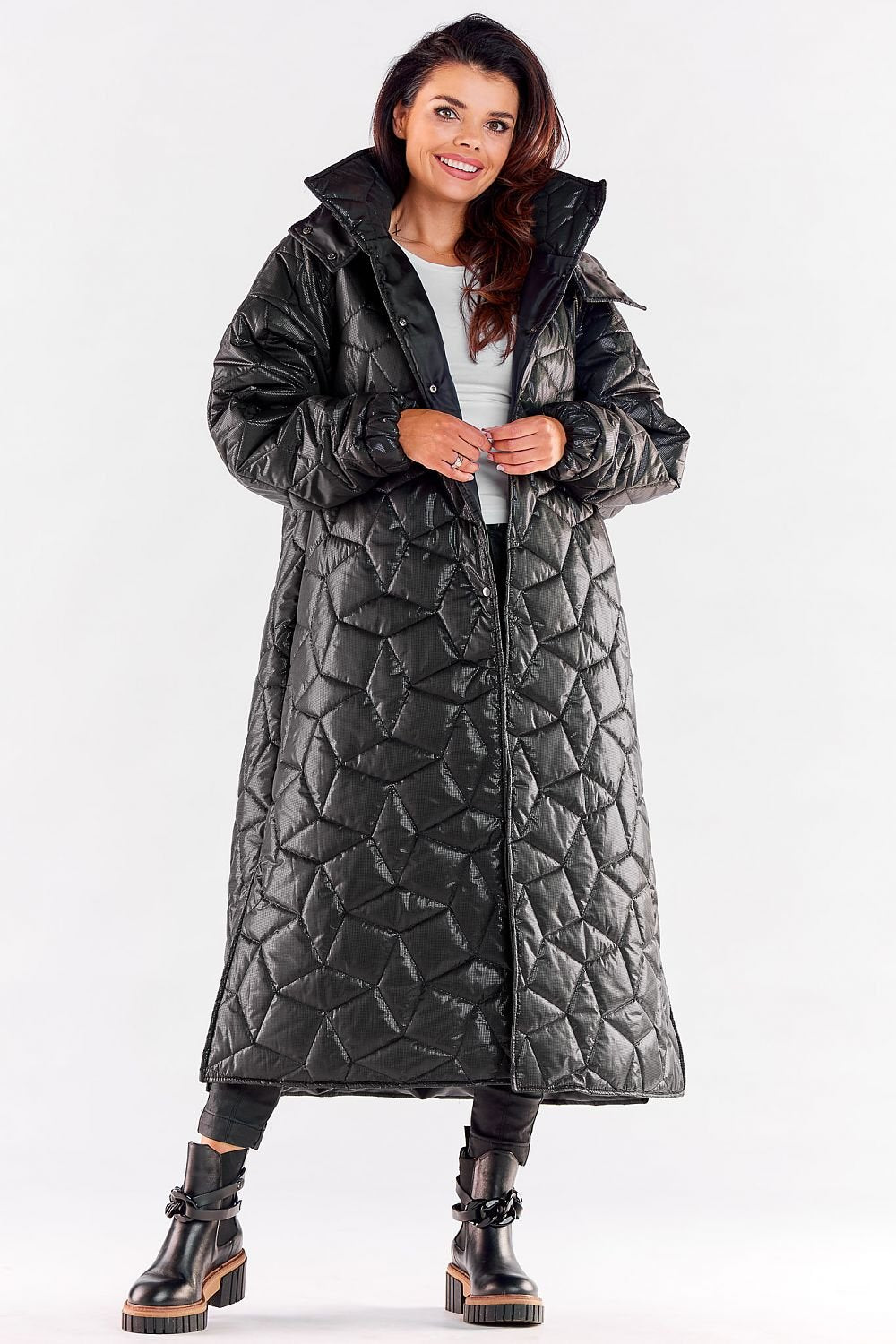 Hooded Long Quilt Coat