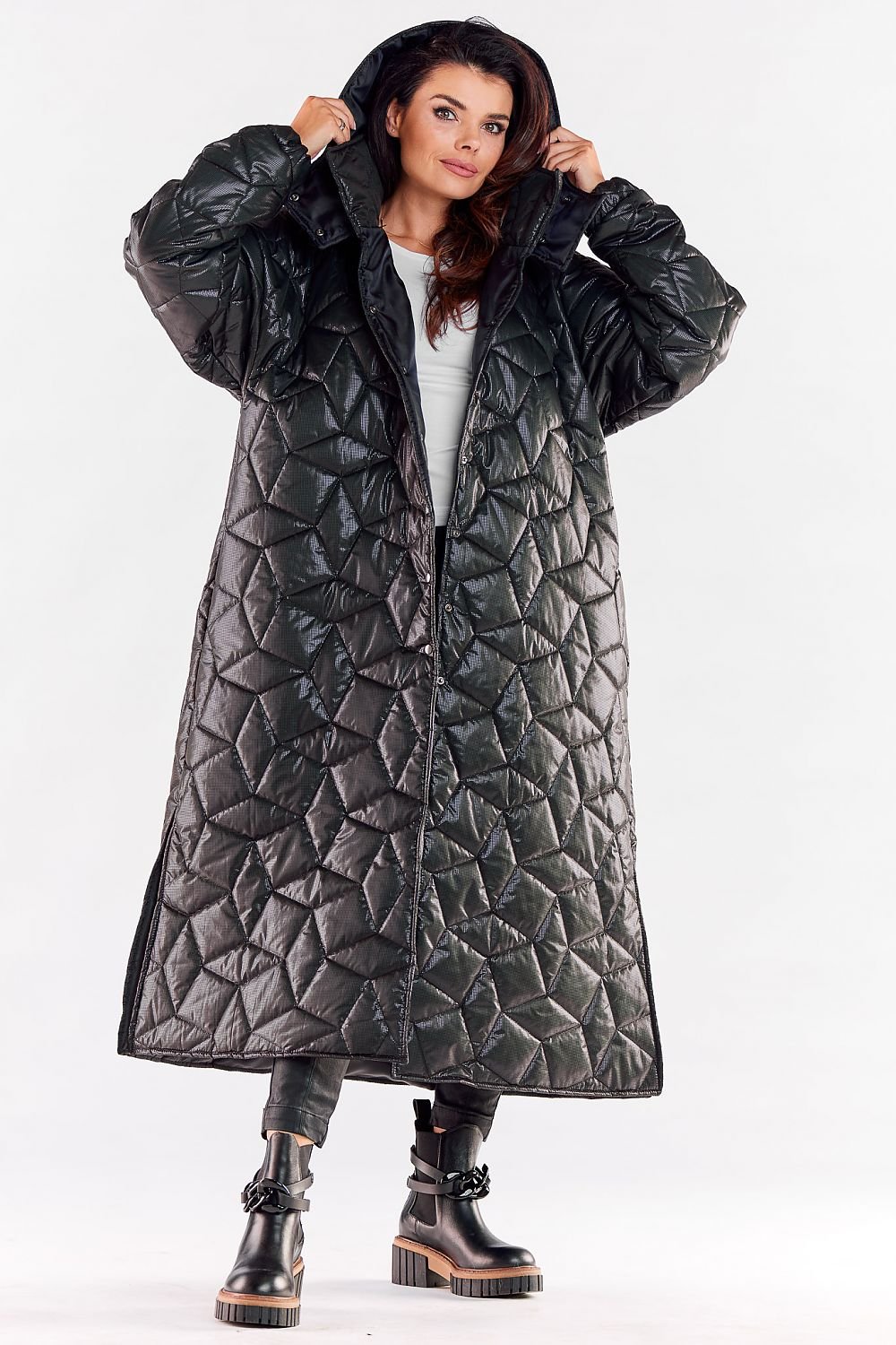 Hooded Long Quilt Coat