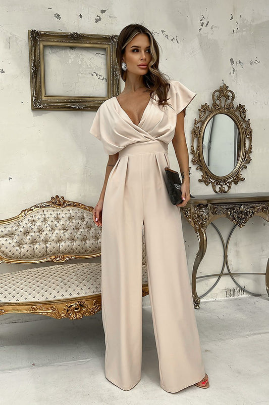 Drop Shoulder Flared Sleeve Jumpsuit