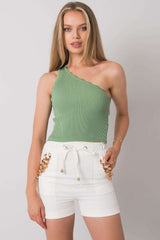 Ribbed One-Shoulder Top