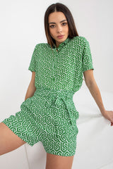 High-Waist Viscose Shorts with Tie Waist