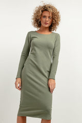 Fitted Midi Dress with Boat Neckline