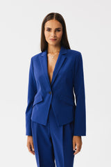 Single Button Asymmetrical Cut Long Sleeved Blazer