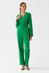 Envelope Neckline Belted Jumpsuit