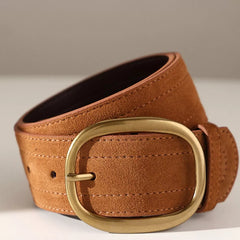 Cowhide Leather Adjustable Wide Belt