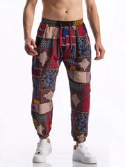 Men's Printed Drawstring Casual Pants