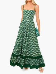Checkered Spaghetti Strap Maxi Dress