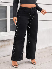 Plus Size Pearl Embellished Jeans