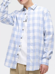 Men's Cotton Casual Plaid Button Up Shirt